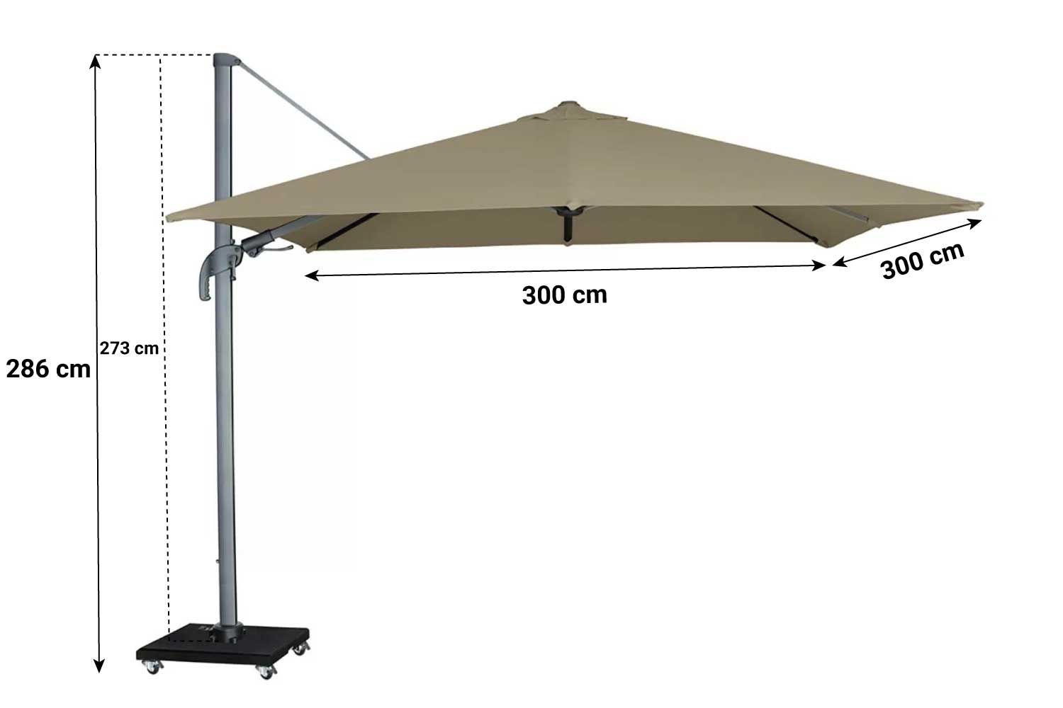 Garden Collections Alegria zweefparasol 300 cm x 300 cm taupe (excl. voet)