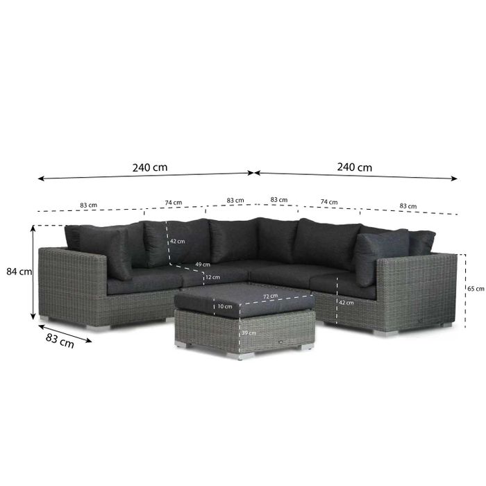 Garden Collections Cuba hoek loungeset 6-delig