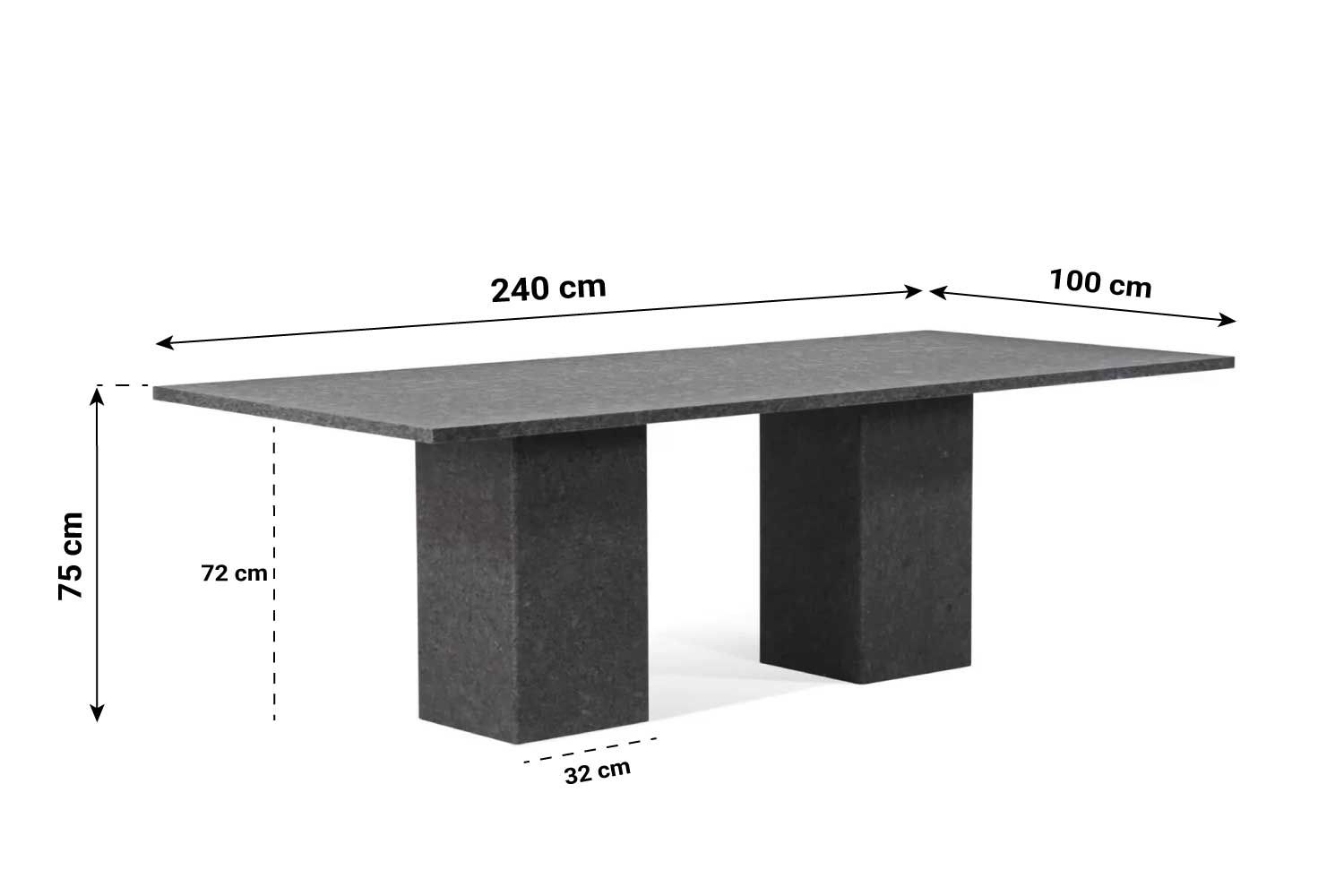 Garden Collections Graniet dining tuintafel 240 x 100 cm 