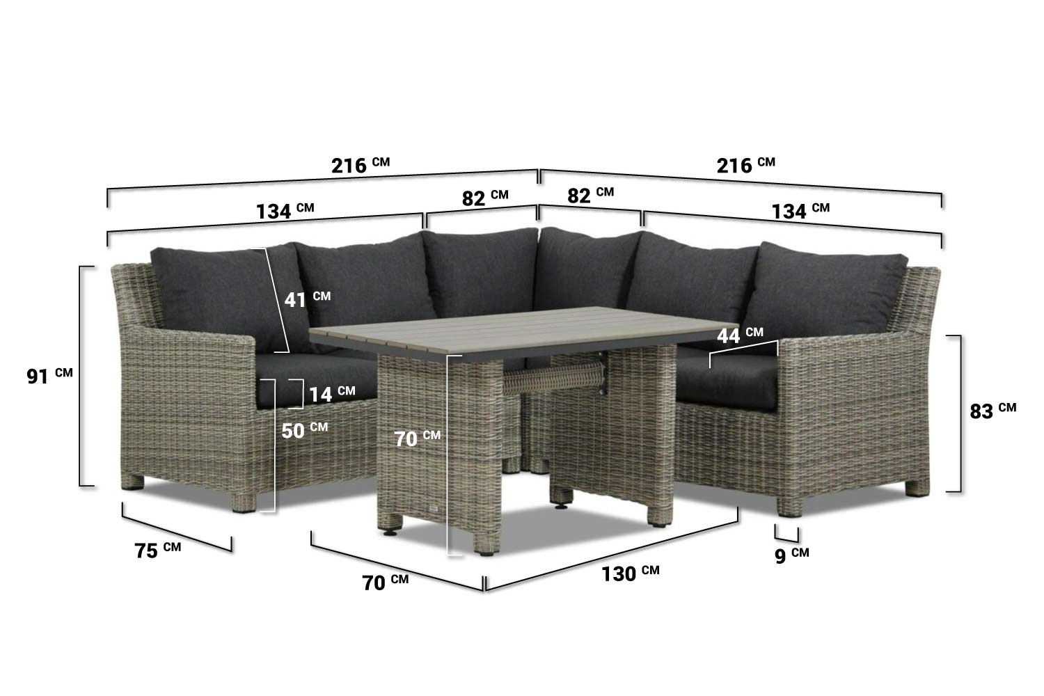 Garden Collections Lusso dining loungeset 4-delig