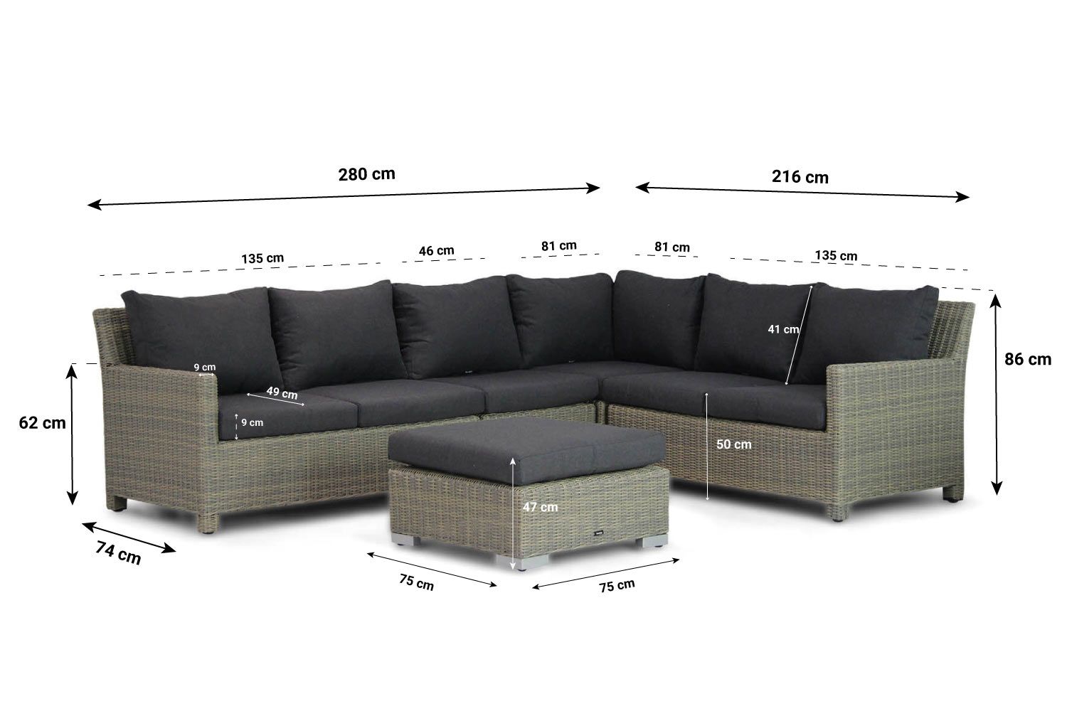 Garden Collections Lusso/Toronto hoek loungeset 5-delig