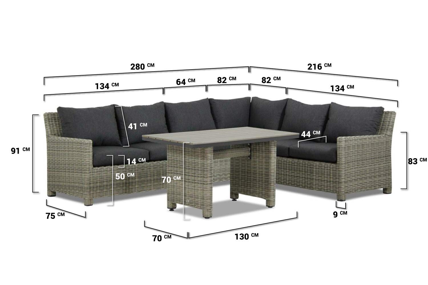 Garden Collections Lusso/Venerdi dining loungeset 7-delig