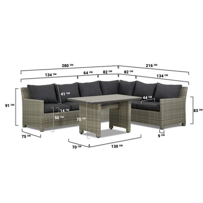 Garden Collections Lusso/Vita dining loungeset 7-delig