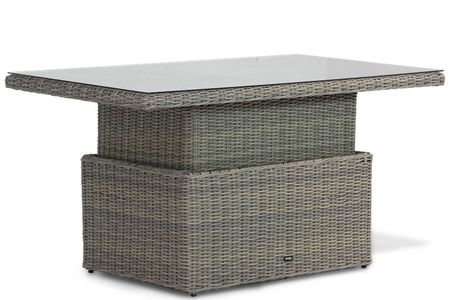 Rechthoekige verstelbare lounge/dining tuintafel met wicker frame – vooraanzicht