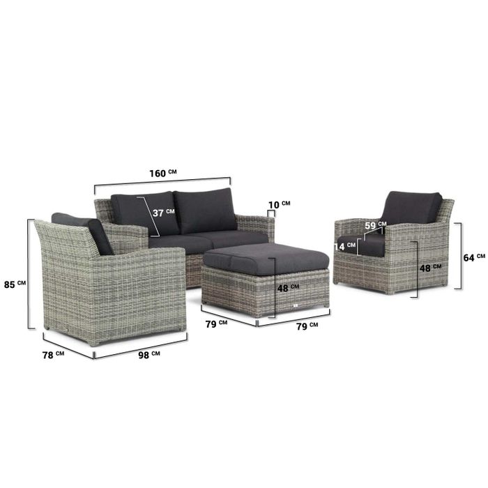 Garden Collections Giardino stoel-bank loungeset 4-delig