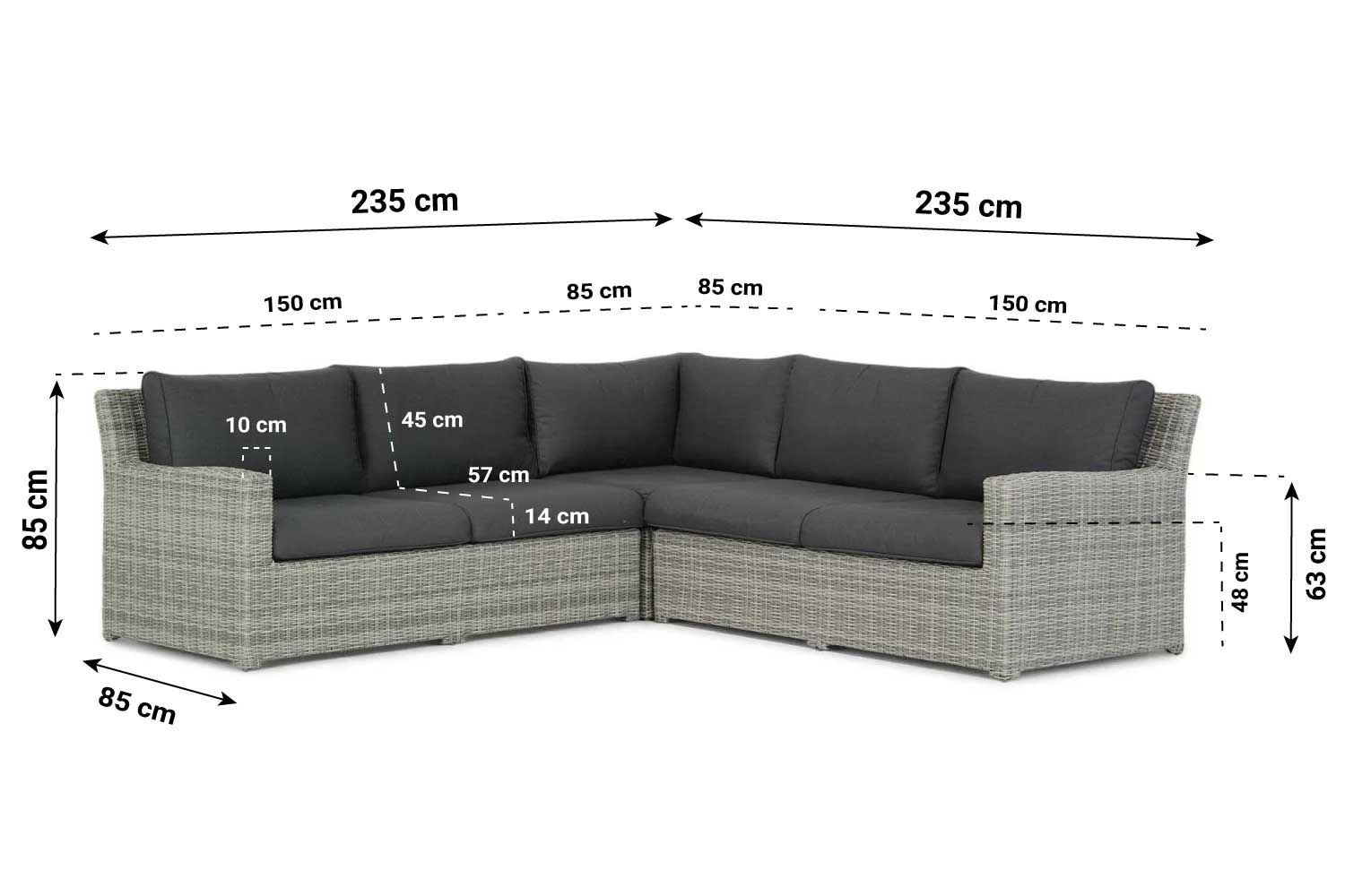 Garden Collections Giardino/Riviera 75 cm hoek loungeset 4-delig