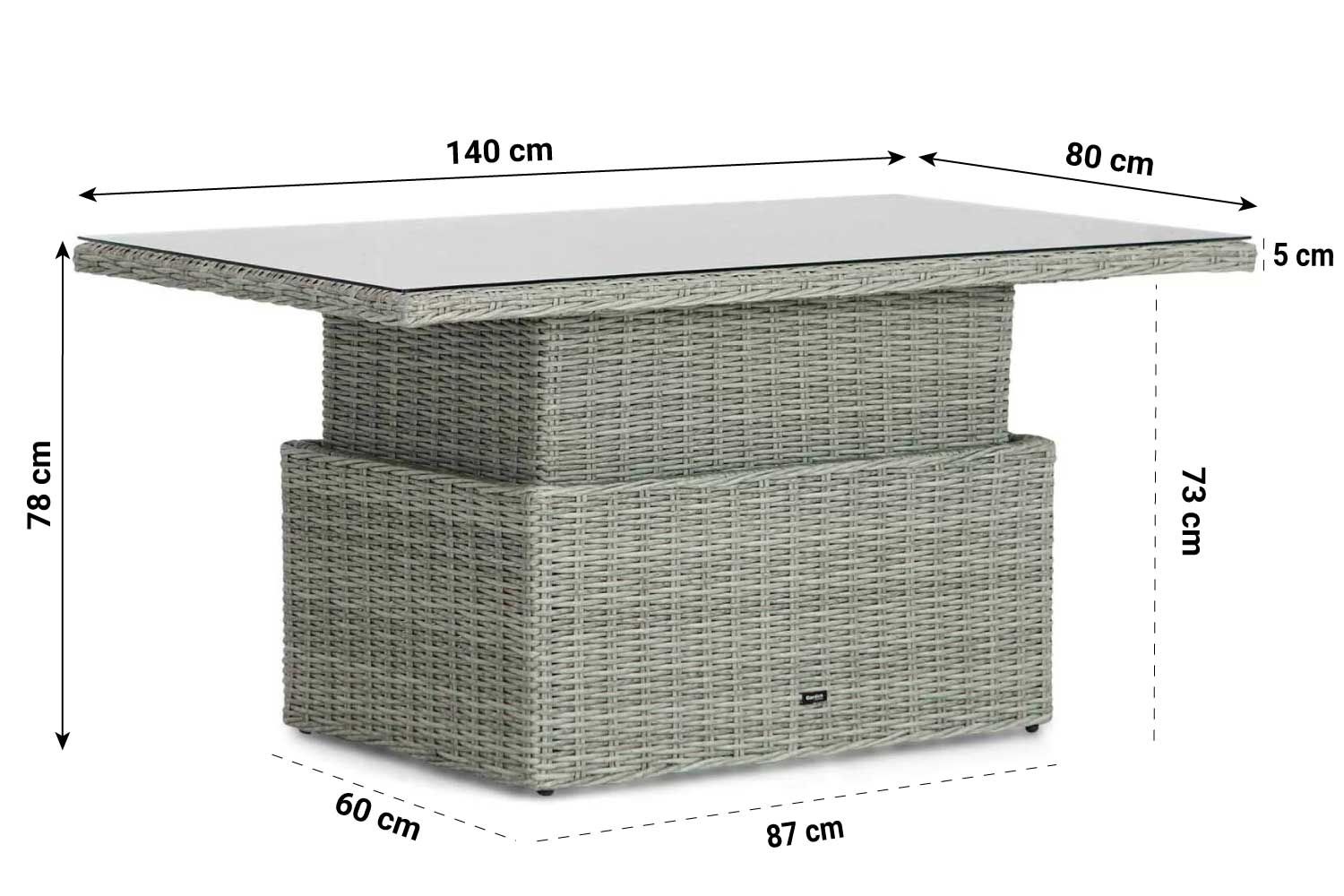 Garden Collections Hamilton loungetafel verstelbaar new grey