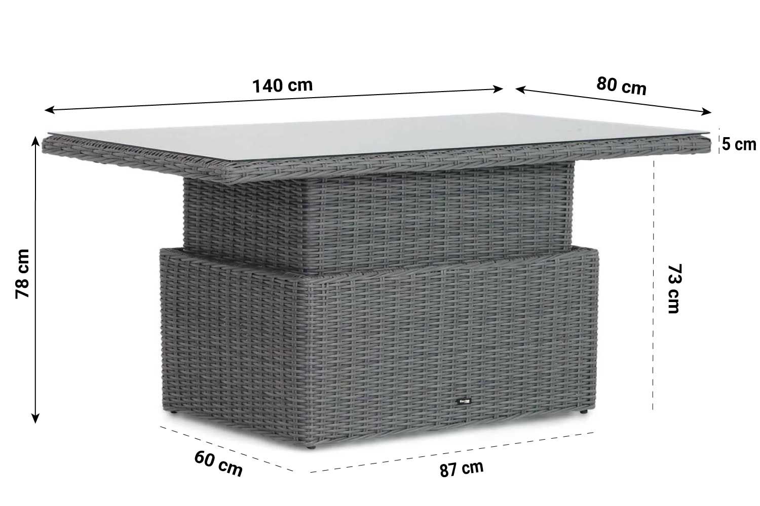 Garden Collections Hamilton loungetafel verstelbaar off black