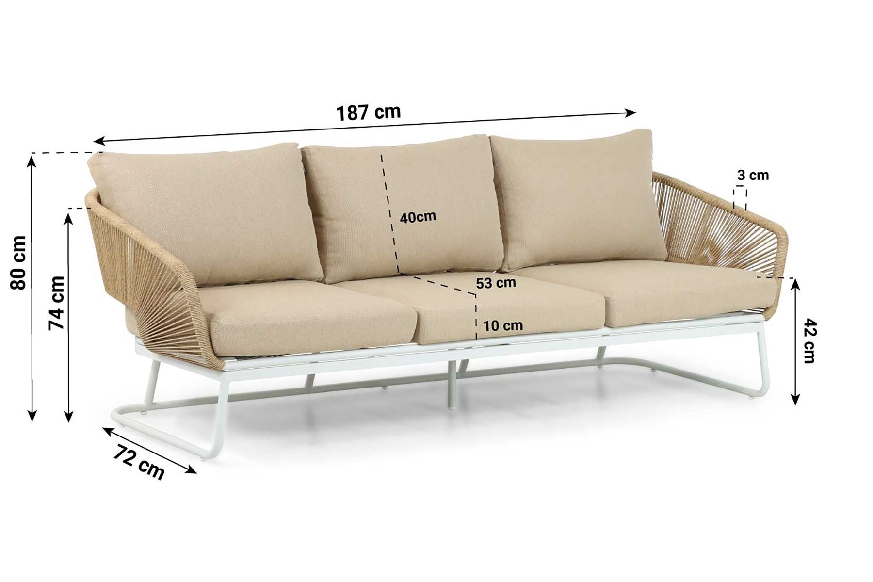 Hartman Corsica/Lunaro 110 cm stoel-bank loungeset 4-delig thumbnail