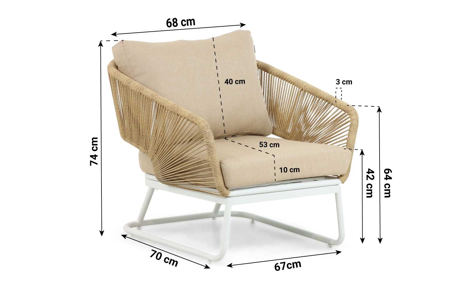 Hartman Corsica/Lunaro 110 cm stoel-bank loungeset 4-delig thumbnail