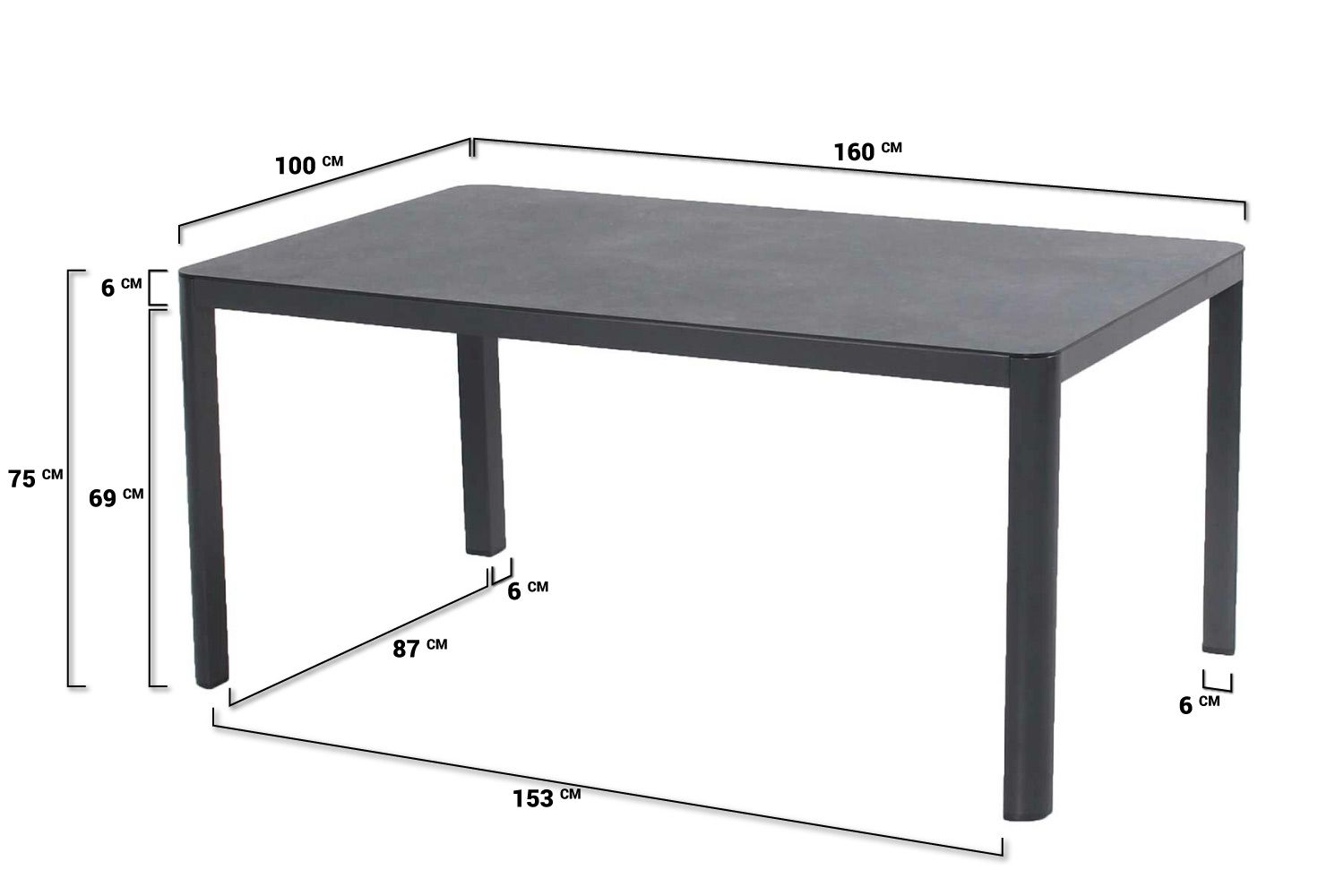 Hartman Gibraltar tuintafel rechthoek 160x100 xerix