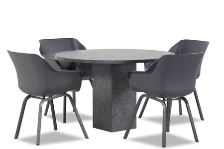 Hartman Sophie element/Graniet rond 120 cm dining tuinset 5-delig