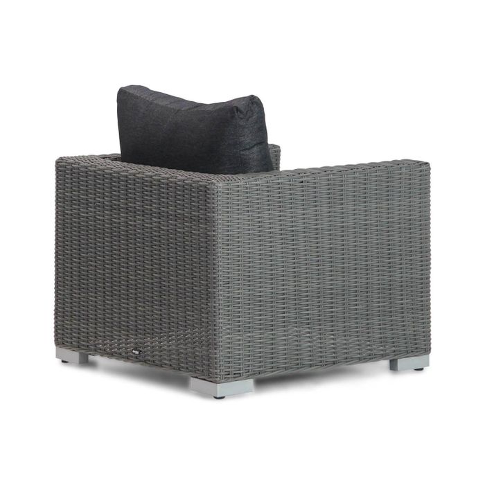 Lounge tuinstoel van antraciet wicker - zijaanzicht