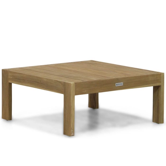 Vierkante loungetafel van teakhout - vooraanzicht