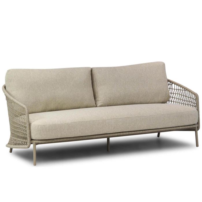 Lounge tuinbank met zand aluminium frame en rope - Vooraanzicht