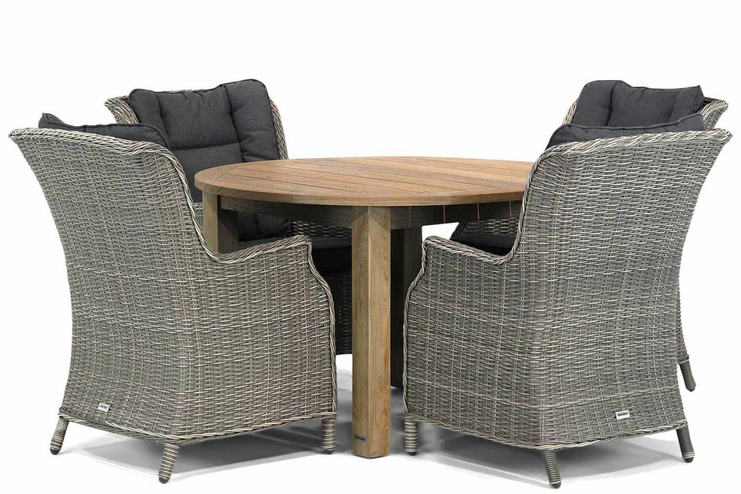Garden Collections Aberdeen/Brighton 120 cm rond dining tuinset 5-delig thumbnail