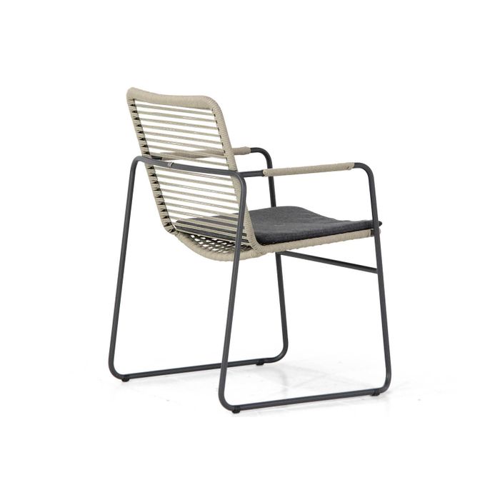 Dining tuinstoel met antraciet aluminium frame en rope - Zijaanzicht