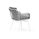 Dining tuinstoel van wit aluminium met zwart/wit wicker – zijaanzicht thumbnail