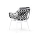 Dining tuinstoel van wit aluminium met zwart/wit wicker – zijaanzicht thumbnail