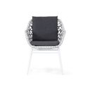 Dining tuinstoel van wit aluminium met zwart/wit wicker – vooraanzicht thumbnail