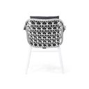 Dining tuinstoel van wit aluminium met zwart/wit wicker – achteraanzicht thumbnail