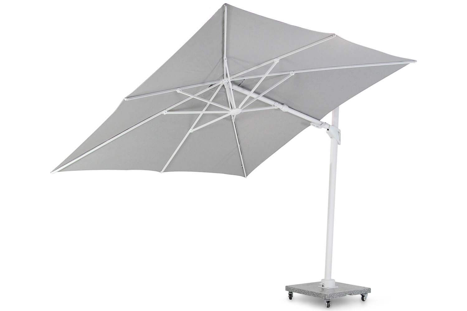 Santika Belize Deluxe parasol 300 cm x 300 cm white frame/ grey fabric (excl.voet)