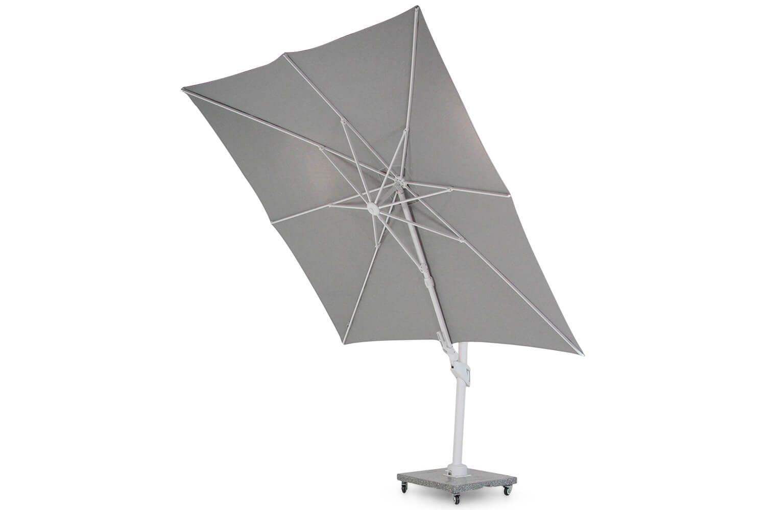 Santika Belize Deluxe parasol 300 cm x 300 cm white frame/ grey fabric (excl.voet)