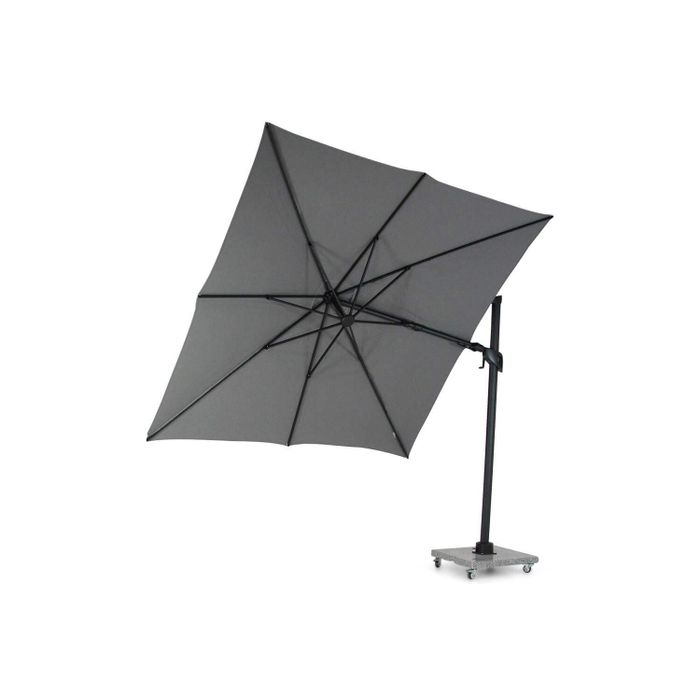 Santika Belize Deluxe parasol 300 cm x 300 cm antraciet frame/ mid grey (excl.voet)