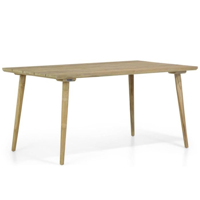 Rechthoekige tuintafel met teakhout frame – vooraanzicht