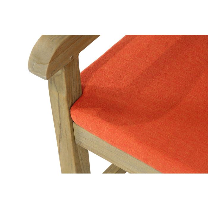 Garden Collections Preston tuinbank teak 120 cm incl. kussen orange