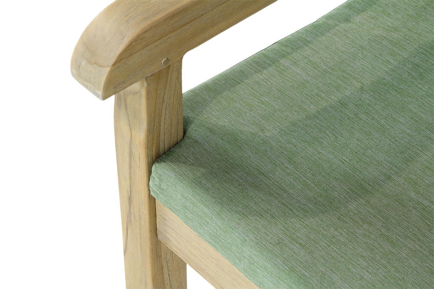Garden Collections Preston tuinbank teak 120 cm incl. kussen forest green