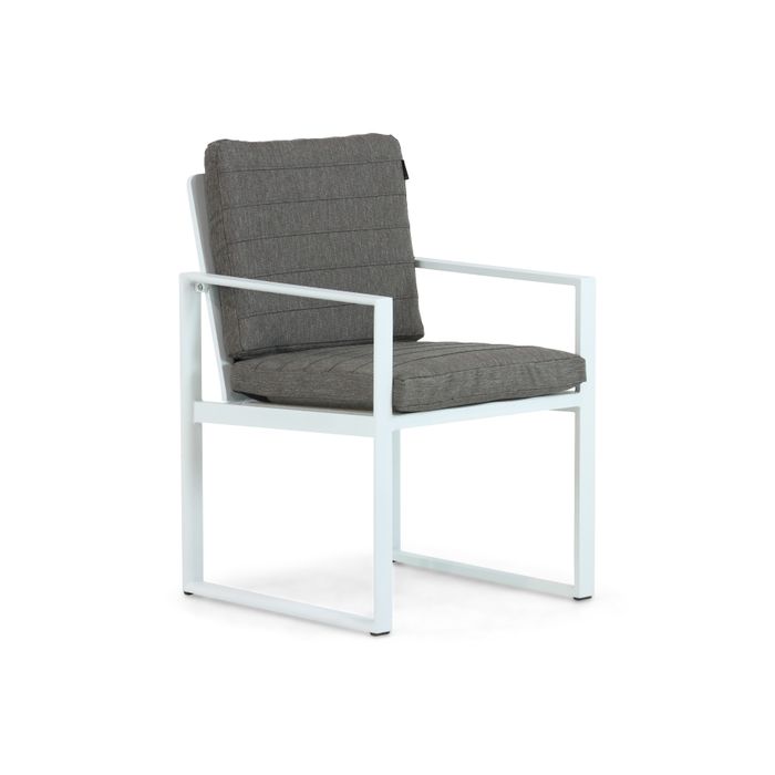 Moderne tuinstoel met wit aluminium frame - Vooraanzicht