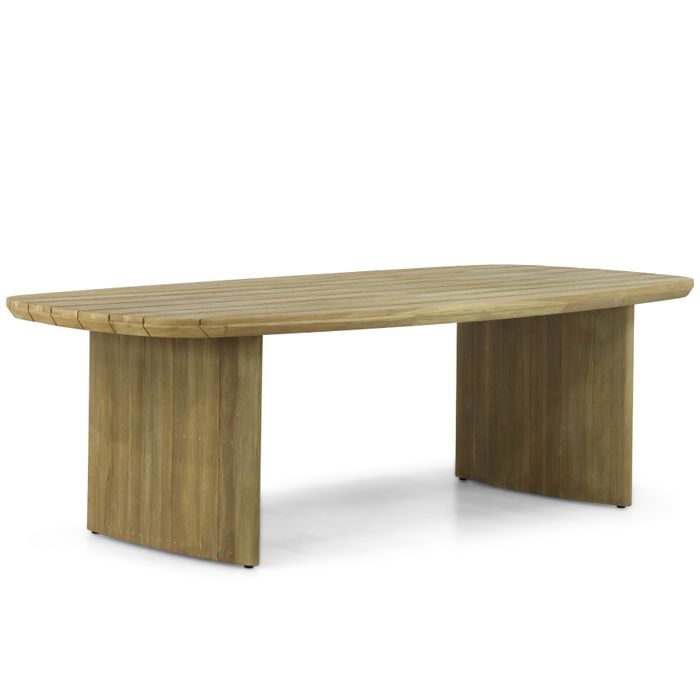 Rechthoekige tuintafel met teakhout frame – vooraanzicht