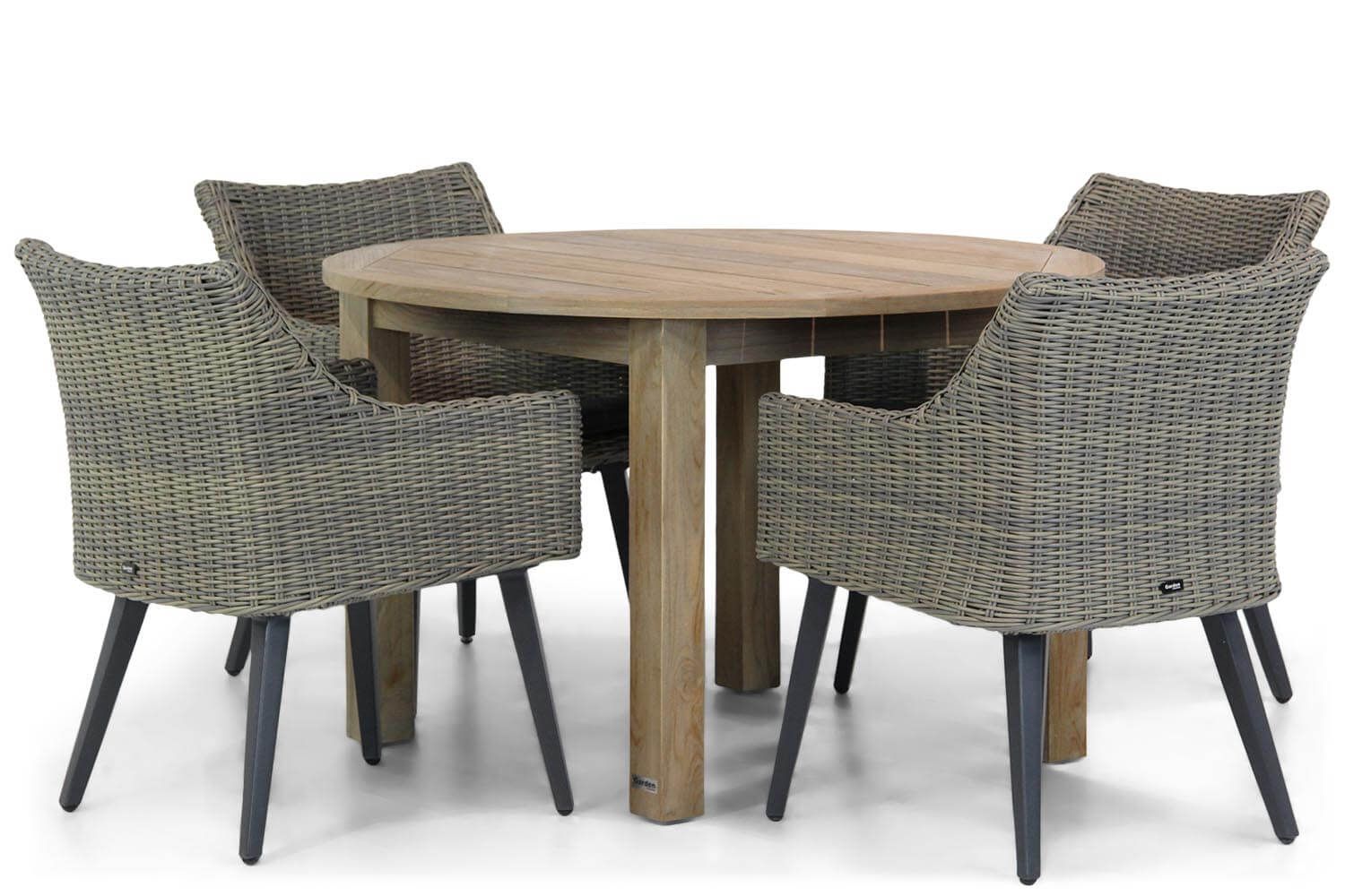 Garden Collections Milton/Brighton 120 cm rond dining tuinset 5-delig thumbnail
