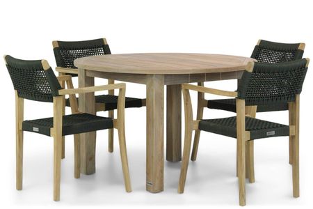 Lifestyle Dallas/Brighton 120 cm rond dining tuinset 5-delig