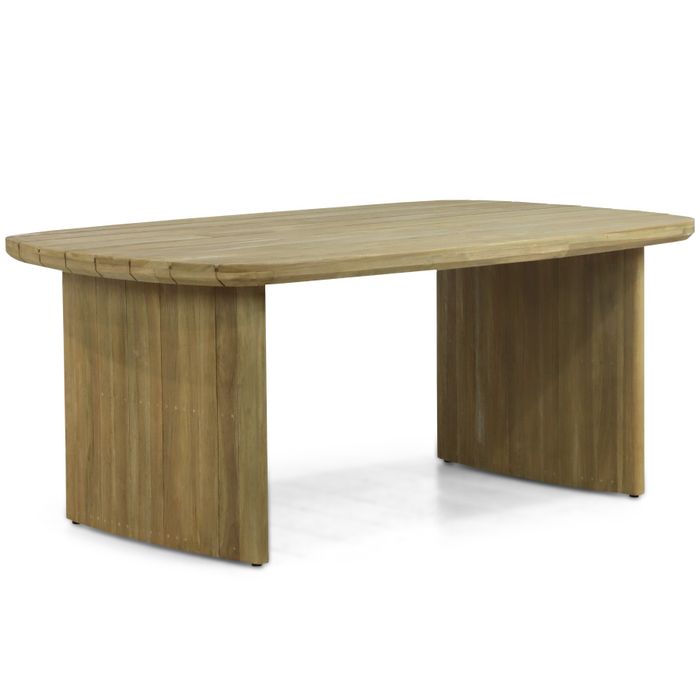 Rechthoekige tuintafel van teakhout frame en teakhout blad – vooraanzicht