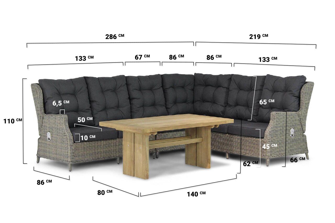 Garden Collections New Castle/Brighton 140 cm dining loungeset 5-delig thumbnail