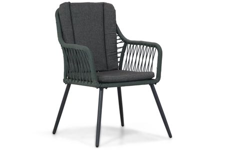 Dining tuinstoel van antraciet aluminium met rope - zijaanzicht