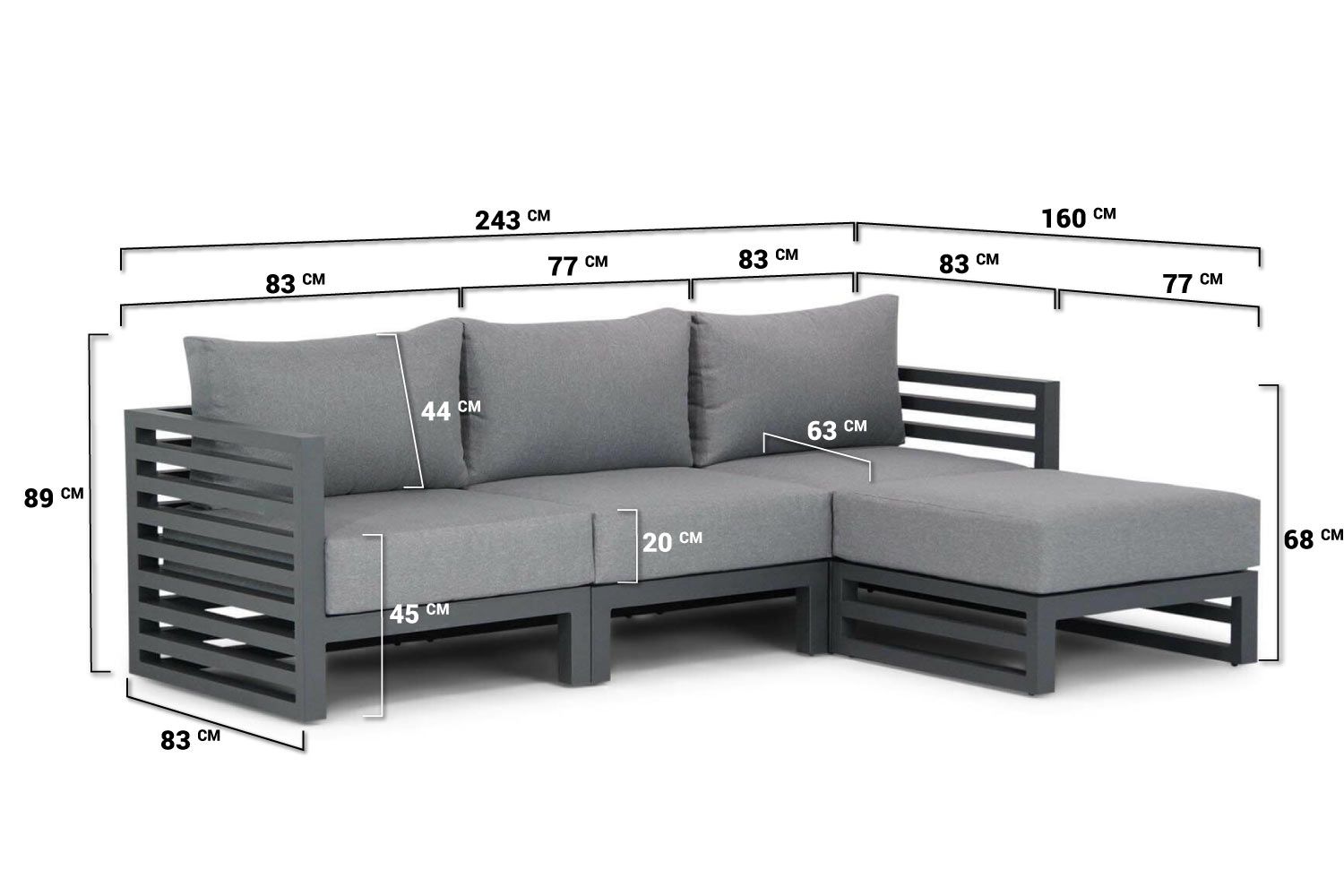 Santika Jaya chaise longue loungeset 4-delig thumbnail