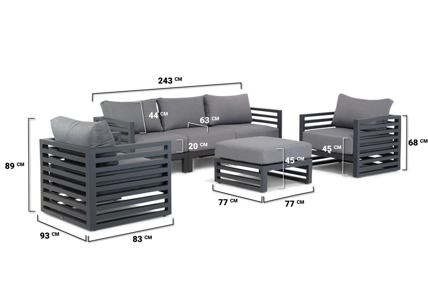 Santika Jaya stoel-bank loungeset 6-delig thumbnail