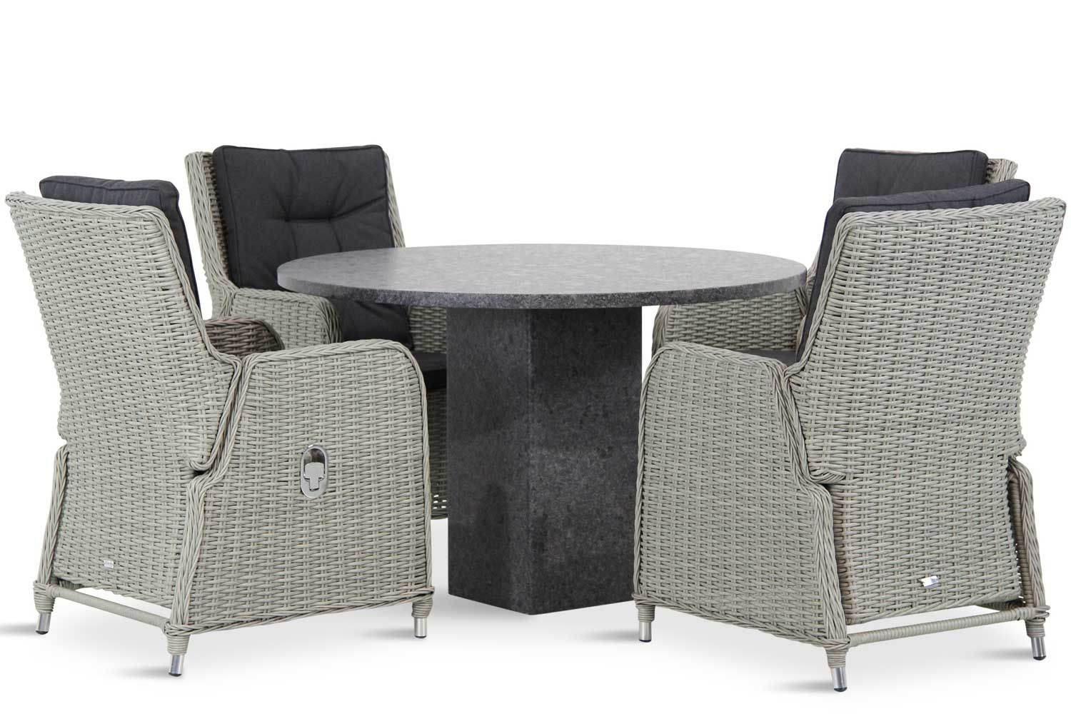 Garden Collections Lancester/Graniet 120 cm rond dining tuinset 5-delig thumbnail