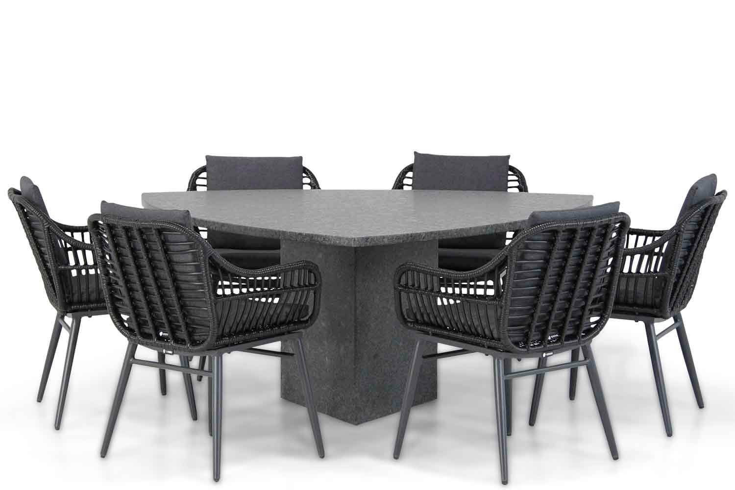 Coco Leonardo/Graniet 170 cm triangel dining tuinset 7-delig thumbnail
