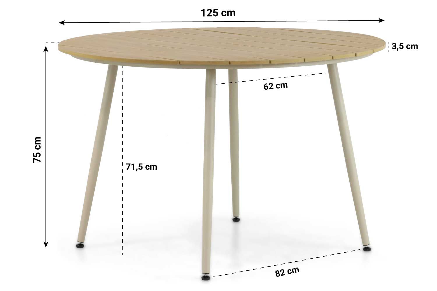 De Laan Catalone/Matale 125 cm dining tuinset 5-delig