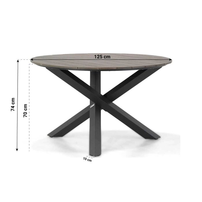 Lifestyle Rome/Ancona 125 cm dining tuinset 5-delig