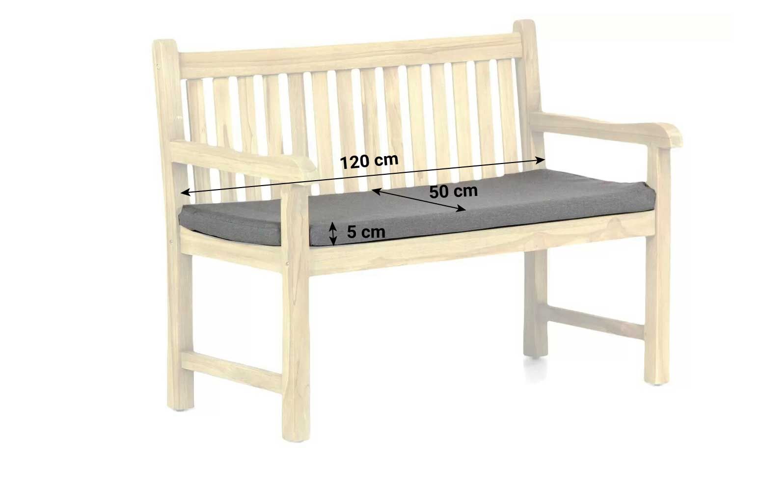 Garden Collections Preston tuinbank teak 120 cm incl. kussen antraciet