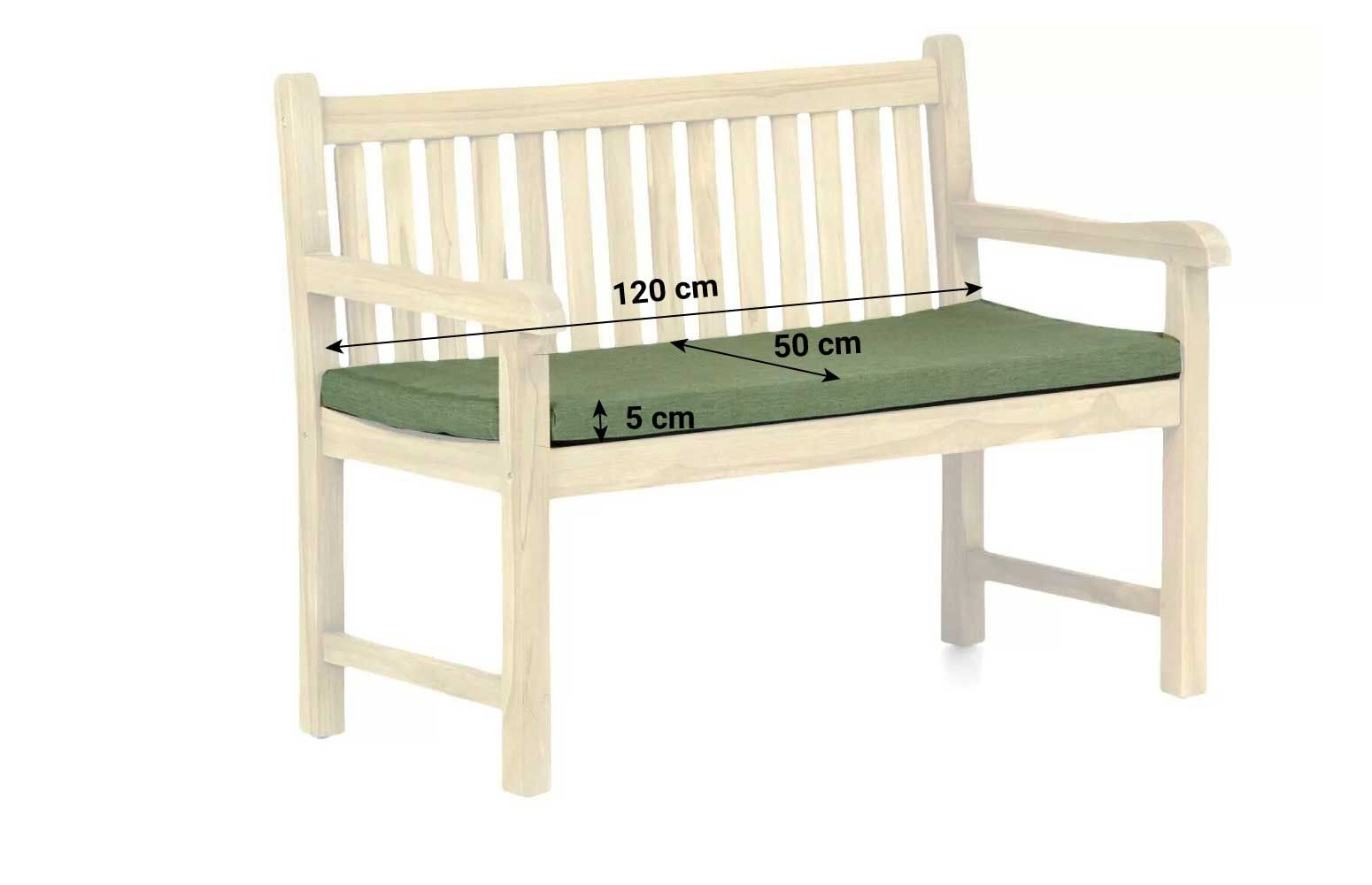 Garden Collections Preston tuinbank teak 120 cm incl. kussen forest green thumbnail