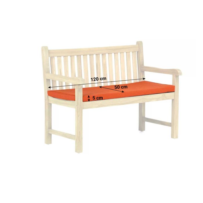Garden Collections Preston tuinbank teak 120 cm incl. kussen orange