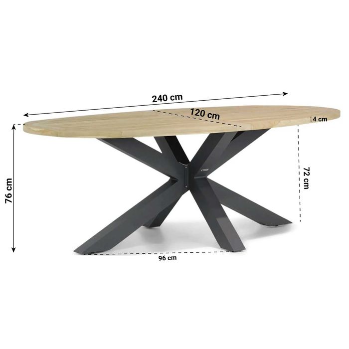 Santika Vivian/Brookline 240 cm ovaal dining tuinset 7-delig
