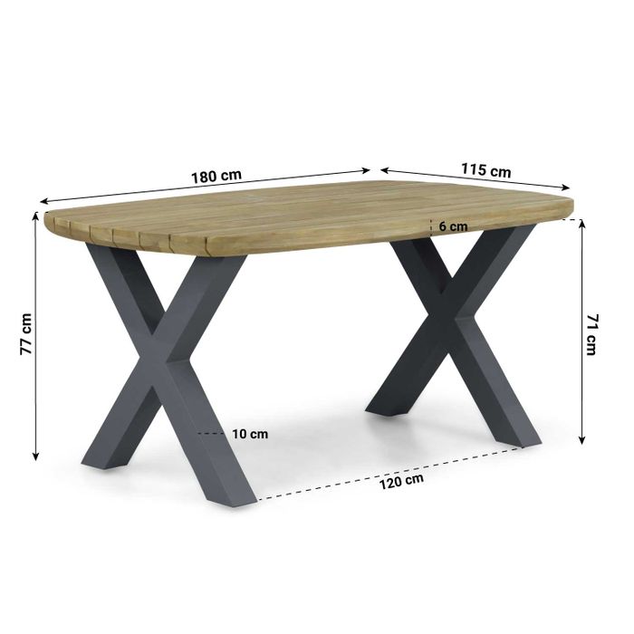 Lifestyle Falcon/Cardiff dining tuintafel 180 x 115 cm