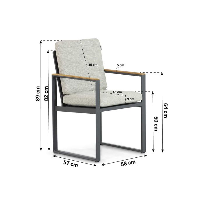 Tuinstoel met afmetingen - Dining tuinstoel met antraciet aluminium frame Tuinstoel met afmetingen - Dining tuinstoel met antraciet aluminium frame